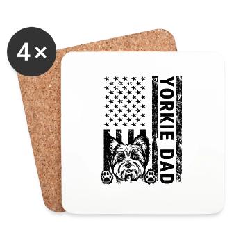 Yorkie American Yorkie Dad Flag - Coasters (set of 4) - white - Front