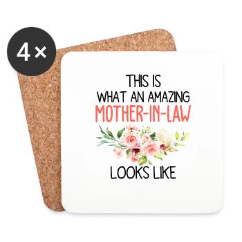 This What An Amazing Mother in law Looks Like - Coasters (set of 4) - white - Front