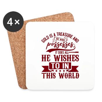 PROSSESSES IT DOES ALL HE WISHES TO IN THIS WORLD - Coasters (set of 4) - white - Front