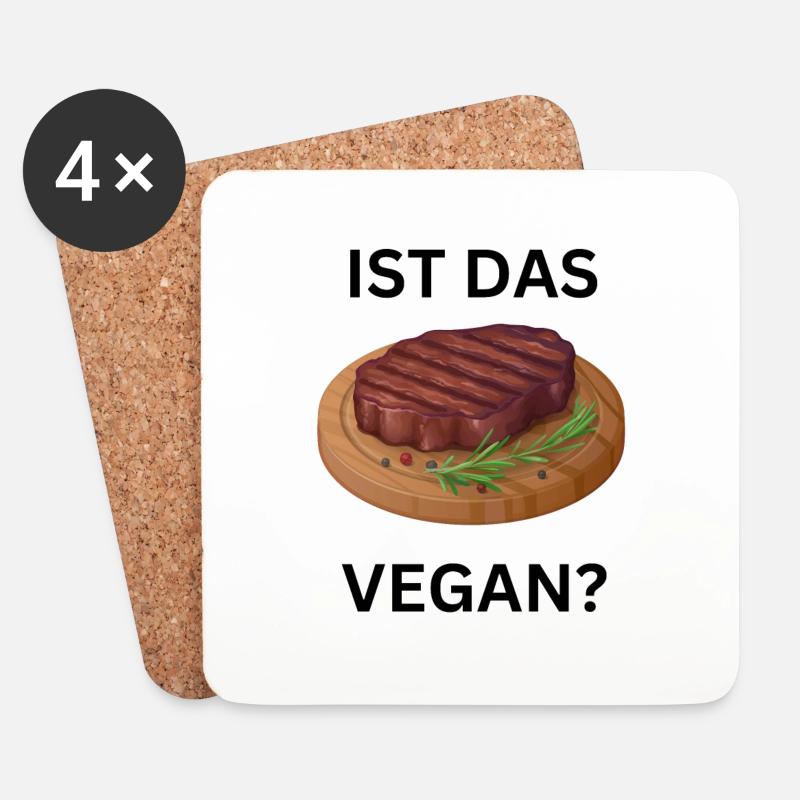 Ist das Fleisch Vegan? - Untersetzer (4er-Set) - Weiß