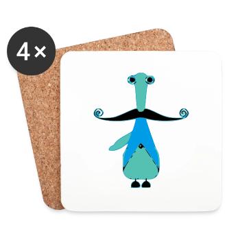 Lida the moustache - Coasters (set of 4) - white - Front