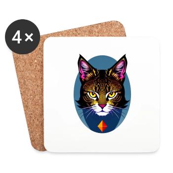 chat mystique - Dessous de verre (lot de 4) - blanc - Devant
