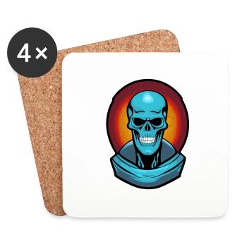 Blue monster skull - Coasters (set of 4) - white - Front