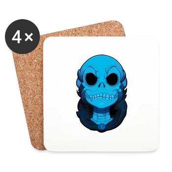 Blue monster skull - Coasters (set of 4) - white - Front