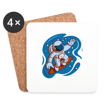 Astronautensurfen im Weltraum - Untersetzer (4er-Set) - Weiß - Vorne