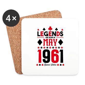 cadeau d'anniversaire Mai 1961. jeux de carte .May - Dessous de verre (lot de 4) - blanc - Devant