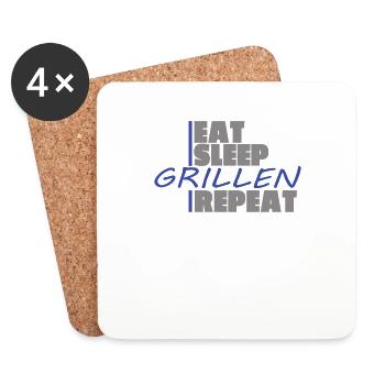 Grillen und Camper Geschenkidee - Untersetzer (4er-Set) - Weiß - Vorne