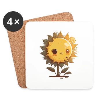 Sonnenblume Süßes Geburtstagsgeschenk - Untersetzer (4er-Set) - Weiß - Vorne