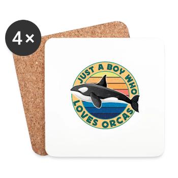 Funny Just A Boy Who Loves Orcas Quote Retro Cool - Coasters (set of 4) - white - Front