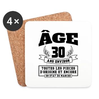 âge 30 ans environ - Dessous de verre (lot de 4) - blanc - Devant