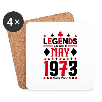 Geburtstagsgeschenk Mai 1973. Kartenspiele . Mai - Untersetzer (4er-Set) - Weiß - Vorne