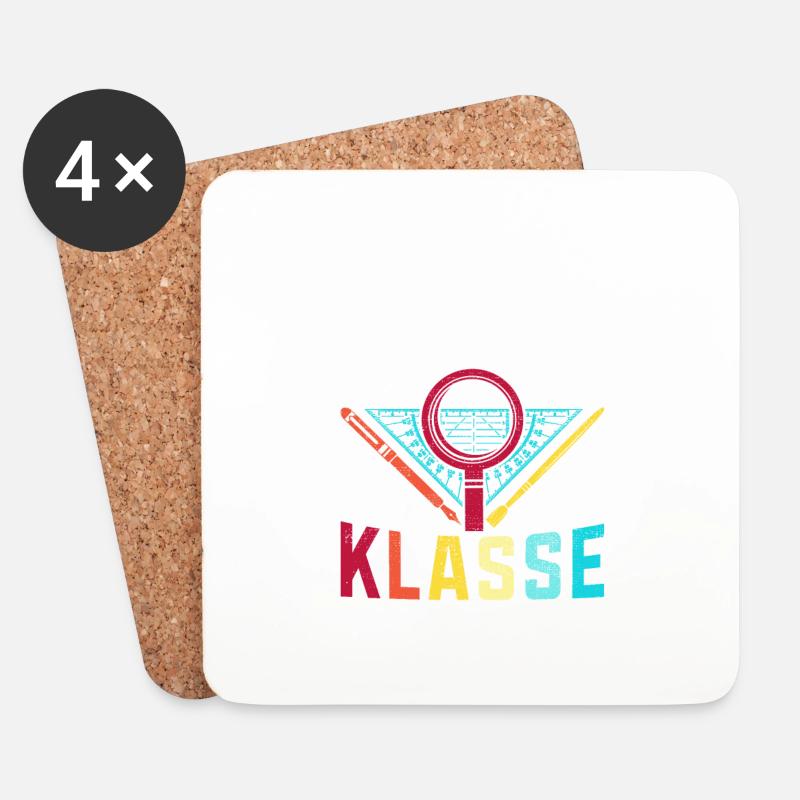 Mann mit Klasse Grundschule Lehrer Lehrkraft - Untersetzer (4er-Set) - Weiß