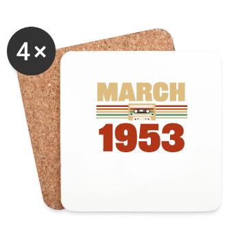 70. Geburtstag März Jahrgang 1953 Geschenkidee - Untersetzer (4er-Set) - Weiß - Vorne
