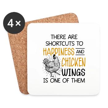 Chicken Shortcuts To Happiness - Coasters (set of 4) - white - Front