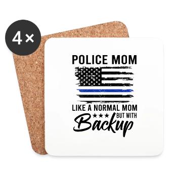 Police Mom Like A Normal Mom But With Backup - Coasters (set of 4) - white - Front
