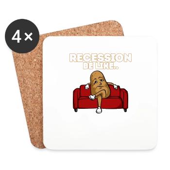 La récession soit comme un canapé de patate cool jeu de mots sarcastique - Dessous de verre (lot de 4) - blanc - Devant