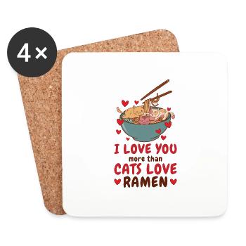 Ramen Valentine's Day February Cat Foodie - Coasters (set of 4) - white - Front