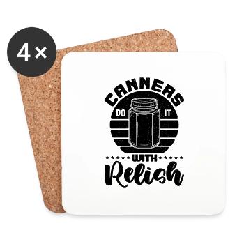 Canners Do It With Relish Retro Homesteader Canner - Coasters (set of 4) - white - Front