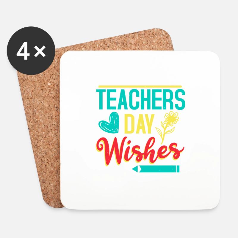 WÜNSCHE ZUM LEHRERTAG - Untersetzer (4er-Set) - Weiß