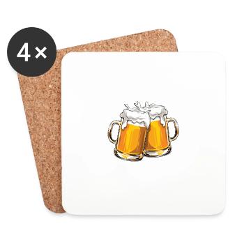 Ger König hat Durst - Bier zapfen - Spruch - Untersetzer (4er-Set) - Weiß - Vorne