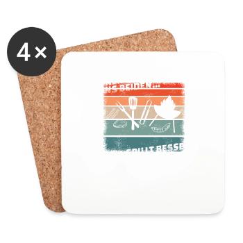 Grillen und Camper Geschenkidee - Untersetzer (4er-Set) - Weiß - Vorne