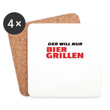 Grillen und Camper Geschenkidee - Untersetzer (4er-Set) - Weiß - Vorne