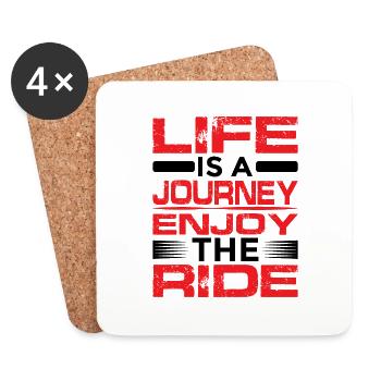 Life Is A Journey, Enjoy The Ride - Coasters (set of 4) - white - Front