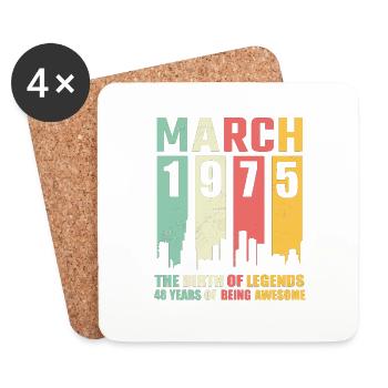 48th birthday March Born 1975 Gift idea - Coasters (set of 4) - white - Front