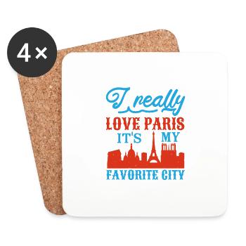 J’AIME VRAIMENT PARIS C’EST MA VILLE PRÉFÉRÉE - Dessous de verre (lot de 4) - blanc - Devant