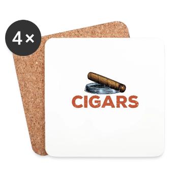 Powered by Whiskey and Cigars Smoking Funny - Coasters (set of 4) - white - Front