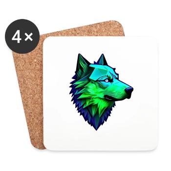 Wolf polygonale Form - Untersetzer (4er-Set) - Weiß - Vorne