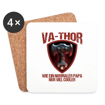 Papa Vathor Va Thor Vatertag Vatertagsgeschenk - Untersetzer (4er-Set) - Weiß - Vorne