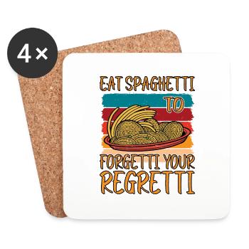 Eat Spaghetti To Forgetti Your Regretti 9 - Untersetzer (4er-Set) - Weiß - Vorne