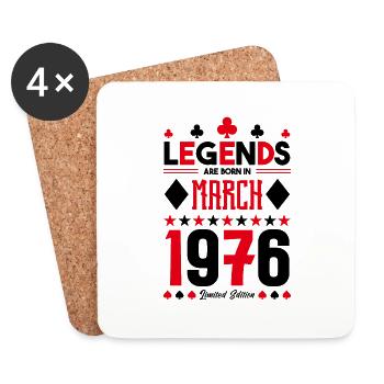 cadeau d'anniversaire Mars 1976. jeux de carte . - Dessous de verre (lot de 4) - blanc - Devant