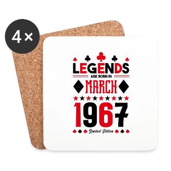 cadeau d'anniversaire Mars 1967. jeux de carte . - Dessous de verre (lot de 4) - blanc - Devant
