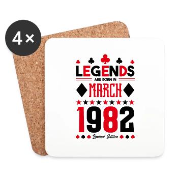 cadeau d'anniversaire Mars 1982. jeux de carte . - Dessous de verre (lot de 4) - blanc - Devant