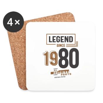 Legend Since 1980 43rd birthday - Coasters (set of 4) - white - Front