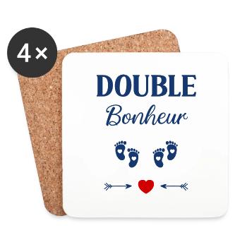 Double bonheur - Dessous de verre (lot de 4) - blanc - Devant
