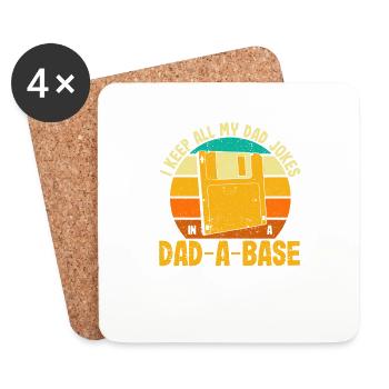Je garde toutes les blagues de mon père dans une base de père A - Dessous de verre (lot de 4) - blanc - Devant