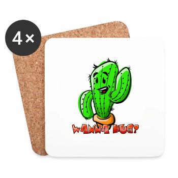 Les cactus veulent faire un câlin - Dessous de verre (lot de 4) - blanc - Devant