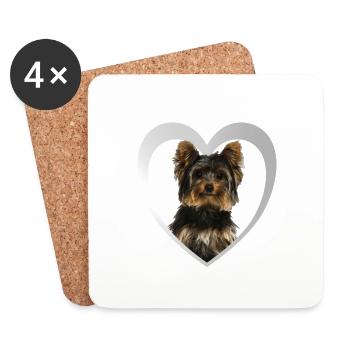 Yorkshire Terrier Heart - J’adore le Yorkshire Terrier - Dessous de verre (lot de 4) - blanc - Devant