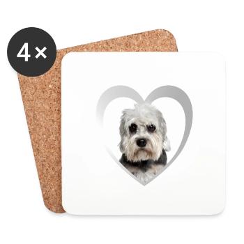Dandie Dinmont Terrier Heart - I Love Terrier - Coasters (set of 4) - white - Front