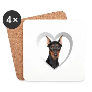 Deutscher Pinscher Herz - I Love Deutsche Pinscher - Untersetzer (4er-Set) - Weiß - Vorne