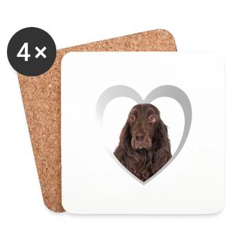 Field Spaniel - Hundeliebhaber - Hunde Herz - Untersetzer (4er-Set) - Weiß - Vorne