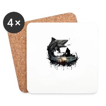 Schönes Fisch Desing für Hechtangler und Raubfisch - Untersetzer (4er-Set) - Weiß - Vorne
