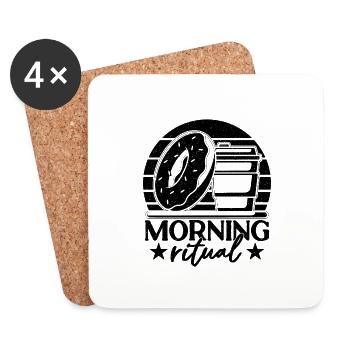 Morning Ritual Breakfast Coffee & Donuts Lover - Untersetzer (4er-Set) - Weiß - Vorne