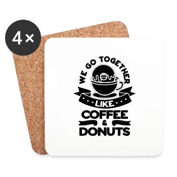 Nous allons ensemble Amateur de café Amateur de café et de beignets - Dessous de verre (lot de 4) - blanc - Devant