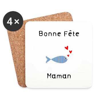 MAMIE. FÊTE DES MÈRES. BONNE FÊTE MAMIE. JE T'AIME - Dessous de verre (lot de 4) - blanc - Devant