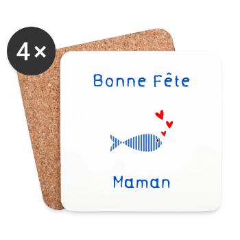 MAMIE. FÊTE DES MÈRES. BONNE FÊTE MAMIE. JE T'AIME - Dessous de verre (lot de 4) - blanc - Devant