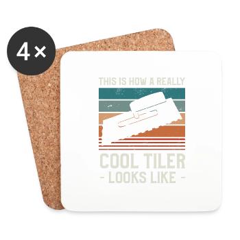 This Is How A Really Cool Tiler Looks Like Tiling - Coasters (set of 4) - white - Front